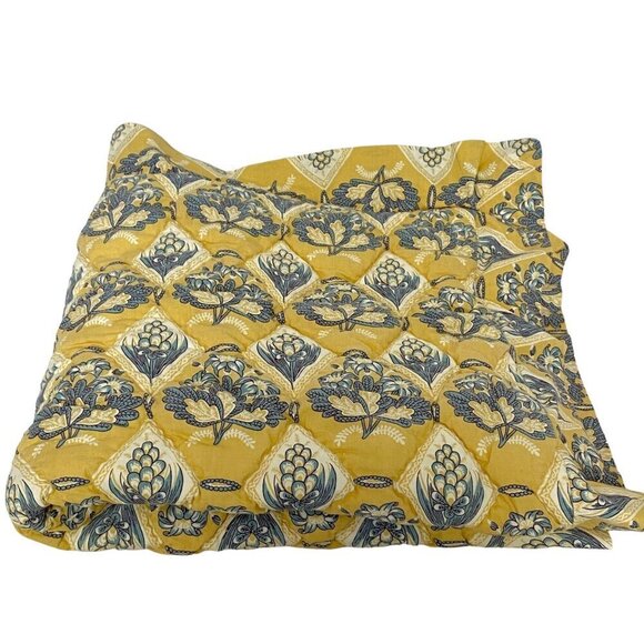 CHAMBERS Euro Sham Luxury Pillow Cover Quilted Cotton Yellow Blue French Country - Picture 6 of 10